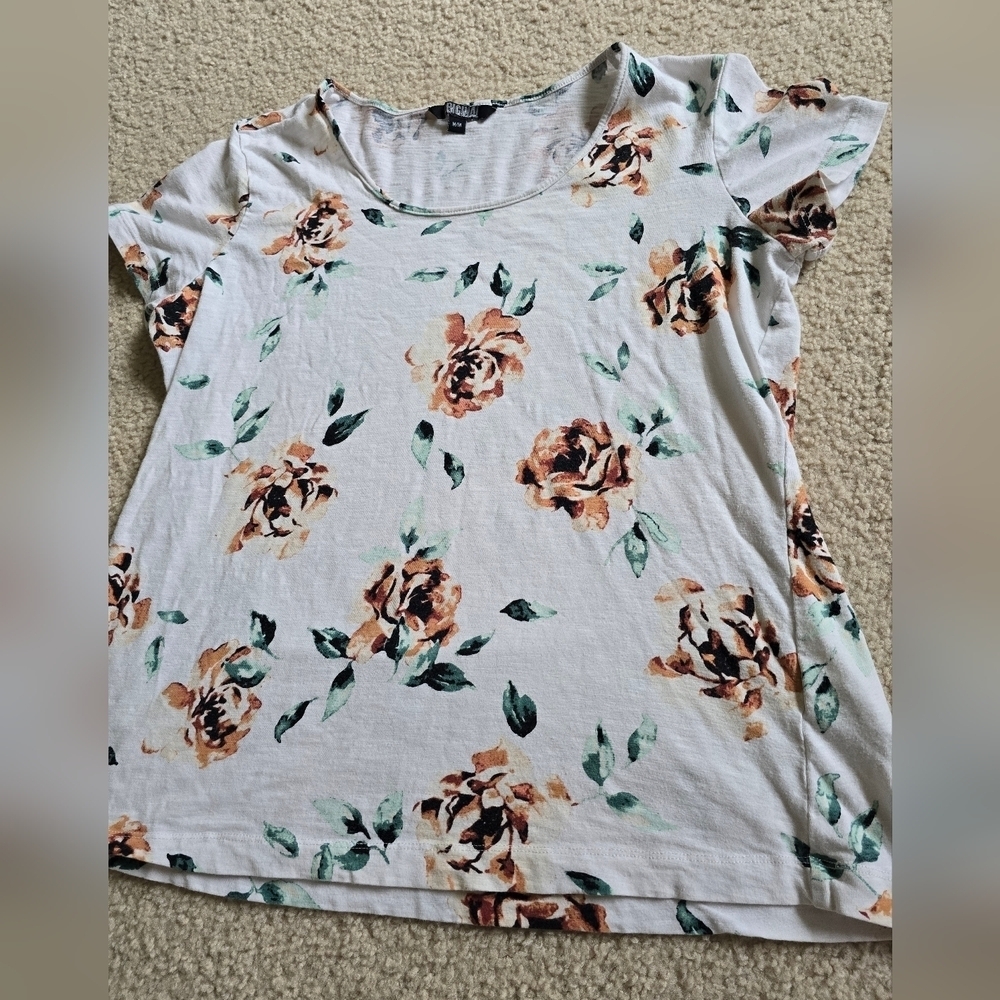 🌈 Nicole Miller Original Cotton Spandex Floral Short Sleeve